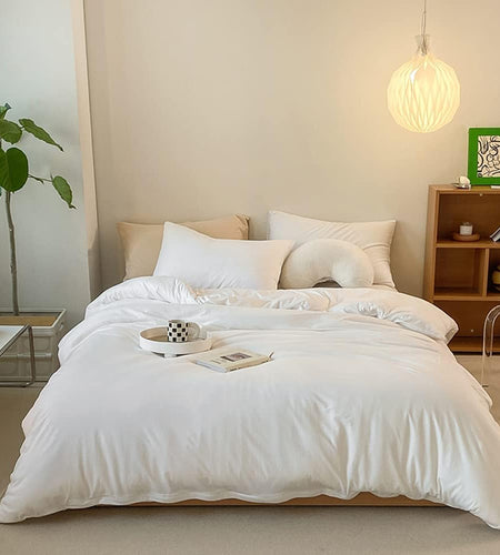 White Bedding Comforter Sets Queen White Plain Bed Comforter Set Solid White Bedding Comforter Queen Boys Girls Women Men Bed Comforter Cotton Comforter 3Pcs Comforter Sets Queen