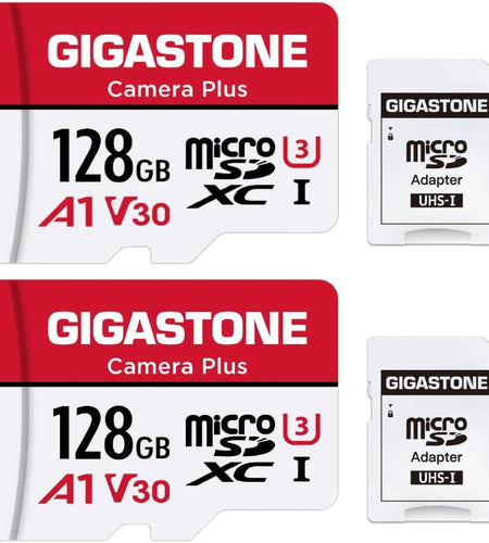 128GB 2-Pack Micro SD Card, Camera Plus, Gopro, Action Camera, Sports Camera, High Speed 100Mb/S, 4K Video Recording, Micro SDXC UHS-I A1 V30 U3 Class 10