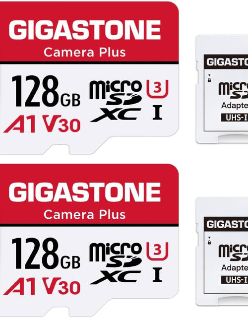 Load image into Gallery viewer, 128GB 2-Pack Micro SD Card, Camera Plus, Gopro, Action Camera, Sports Camera, High Speed 100Mb/S, 4K Video Recording, Micro SDXC UHS-I A1 V30 U3 Class 10
