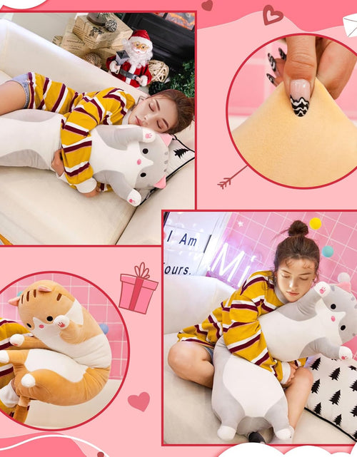 Load image into Gallery viewer, Cat Soft Pillow Plush Long Throw Sleeping Pillow Cotton Kitten Pillow Cuddly Stuffed Cute Plush Doll Gift for Girlfriend (Gray, 19.7Inch)
