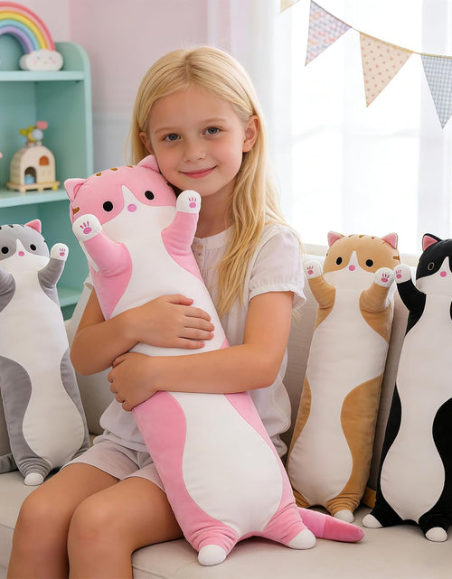 Load image into Gallery viewer, Cat Soft Pillow Plush Long Throw Sleeping Pillow Cotton Kitten Pillow Cuddly Stuffed Cute Plush Doll Gift for Girlfriend (Gray, 19.7Inch)
