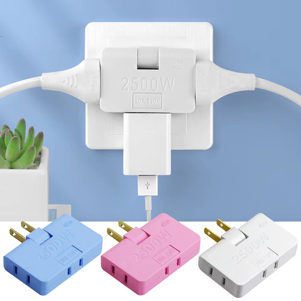 3 Port 180 Degree Rotatable US Plug Socket Converter US Extension Plug Multi-Plug Portable Electrical Plugs Travel Power Adapter