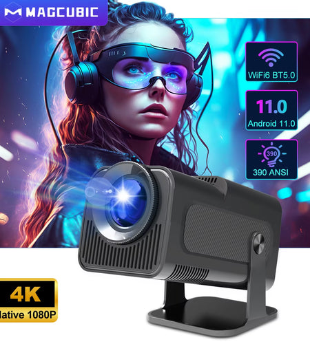 4K Native 1080P Android 11 Projector 390ANSI HY320 Dual Wifi6 BT5.0 Cinema Outdoor Portable Projetor Upgrated HY300