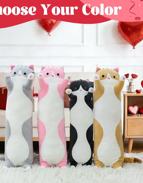 Load image into Gallery viewer, Cat Soft Pillow Plush Long Throw Sleeping Pillow Cotton Kitten Pillow Cuddly Stuffed Cute Plush Doll Gift for Girlfriend (Gray, 19.7Inch)
