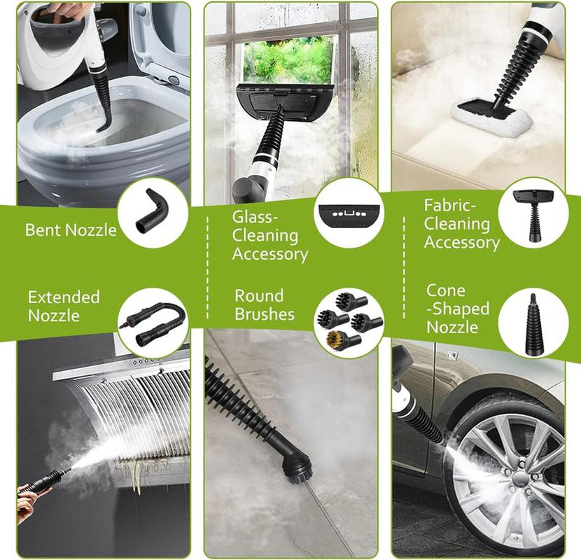 Pressurized Handheld Steam Cleaner & Rechargeable Spin Scrubber