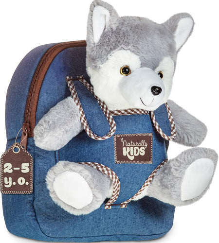 Wolf Backpack, Wolf Toys for Girls Boys, Wolf Stuffed Animal, Husky Toy for Kids