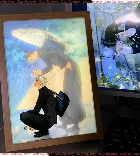 Jujutsu Kaisen Led Photo Frame Light Anime Figure Deco Frame Art Painting Design Night Lamp Cartoon Anime Gojo Satoru Light